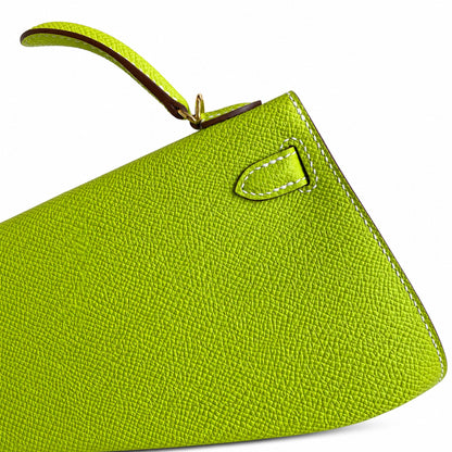 Fully hand-sewn👉Second generation Mini Kelly 19cm imported Epsom leather candy green gold and silver buckle