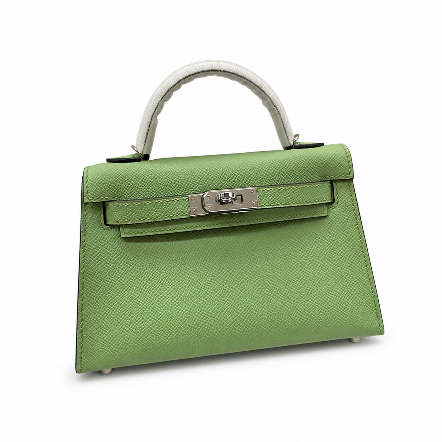 In stock: second generation Kelly 19cm imported Epsom leather avocado green 🥑 gold and silver buckle wax thread