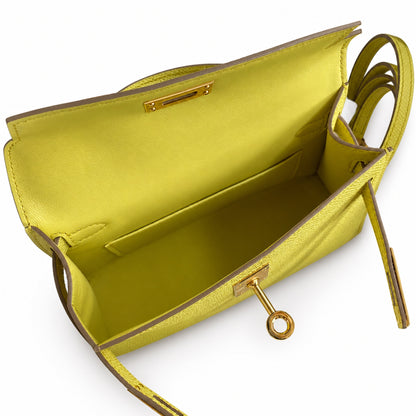 Fully hand-sewn👉Second generation Mini Kelly 19cm imported Epsom leather lemon yellow🍋 gold buckle