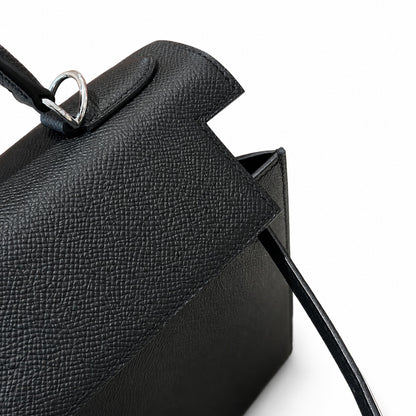 kelly32cm, ck89/Black, Epsom, sliver, all handmade‼ ️Kelly 32cm, black, palm print, silver buckle, high-end handmade exclusive customization‼ ️Purely hand-made nails, hand-engraved hardware, fine stee