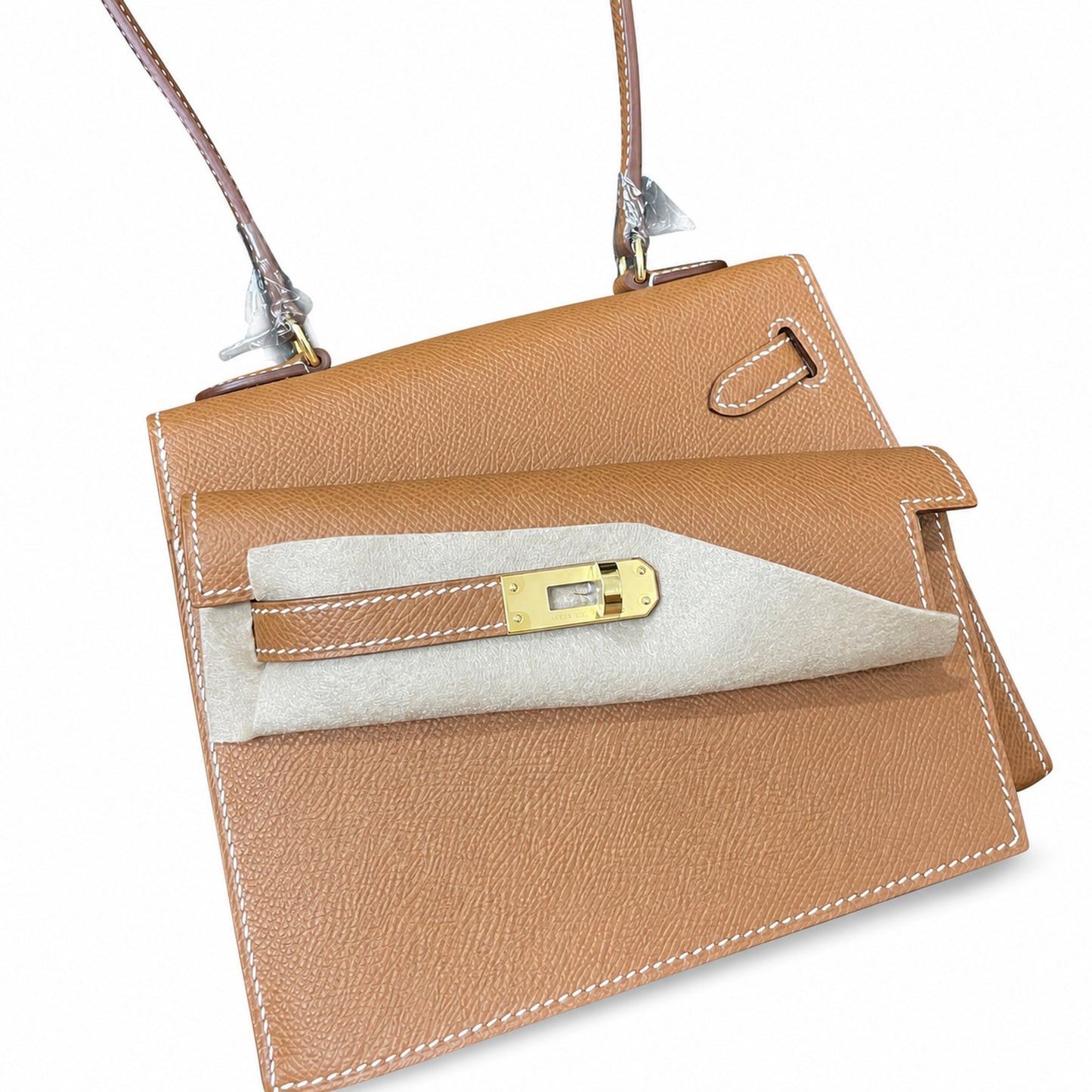 Kelly Desordre 20cm Sellier double-sided Epsom original palm print leather ck37 golden brown Gold gold buckle GHW top hand sewing