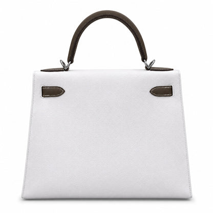 Kelly 25cm/28cm Epsom Leather 10 Craie Milkshake White 18 Etoupe Elephant Gray Top Handmade! Counter quality!