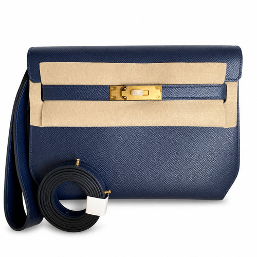 Kelly depeches 25cm epsom royal blue gold buckle