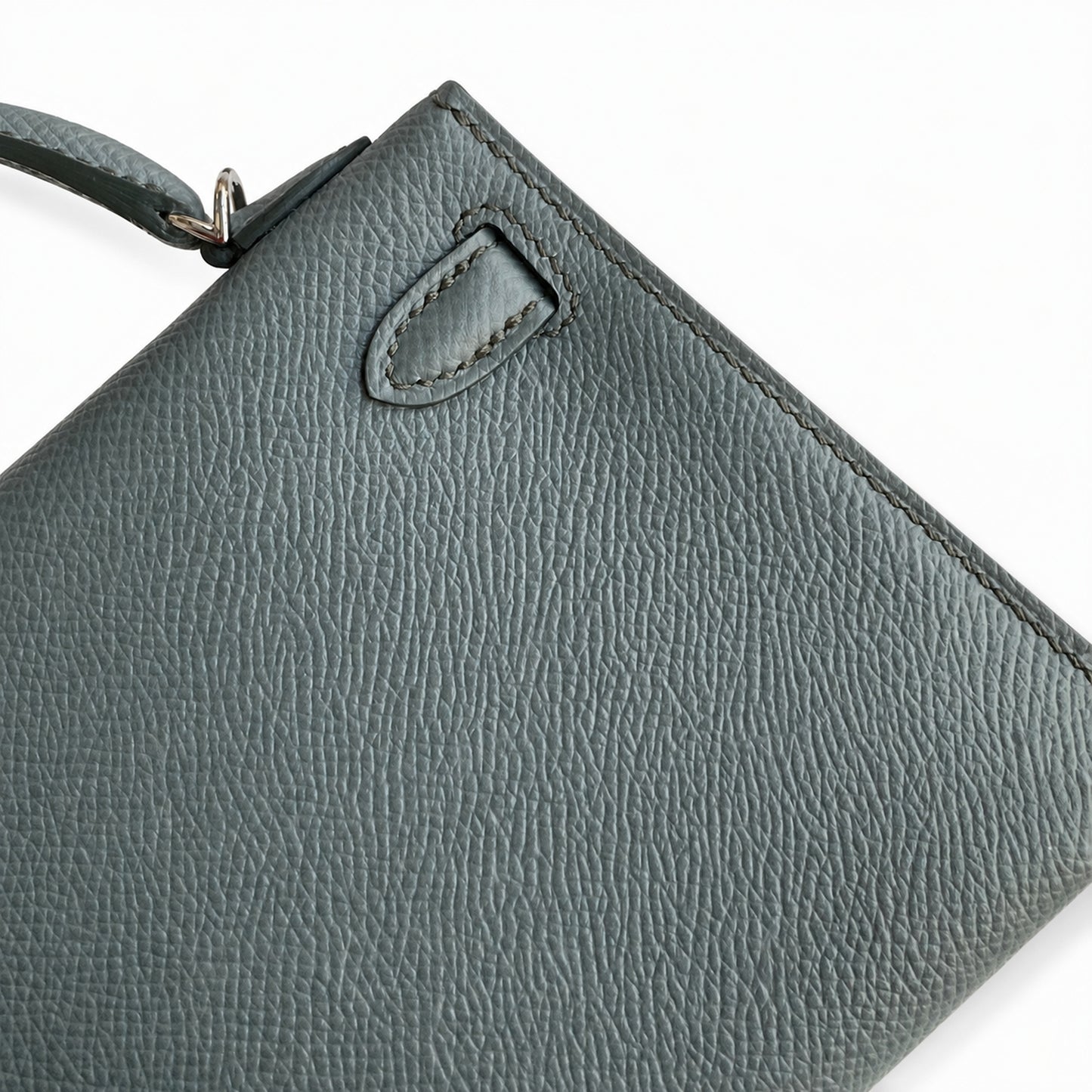 Fully hand-sewn👉Second generation Mini Kelly 19cm imported Epsom leather almond green silver buckle