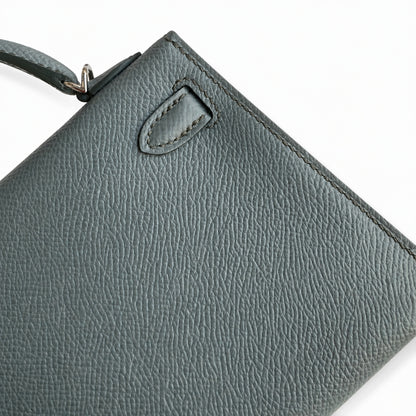 Fully hand-sewn👉Second generation Mini Kelly 19cm imported Epsom leather almond green silver buckle