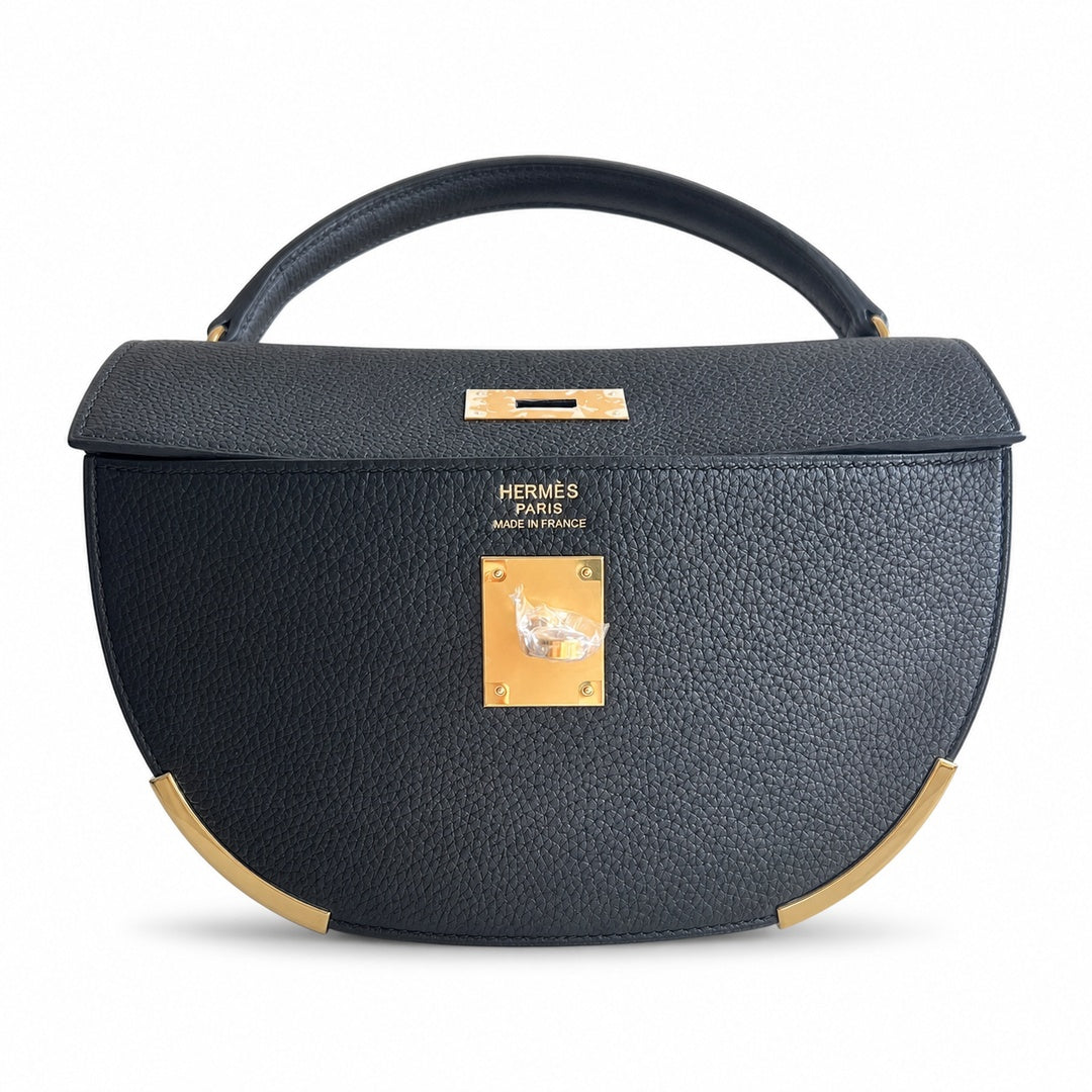 Kelly40cm togo original royal calfskin ck89 black top craftsmanship wax thread full stitching gold buckle