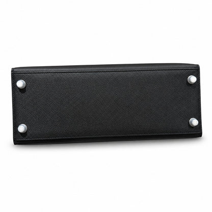 kelly32cm, ck89/Black, Epsom, sliver, all handmade‼ ️Kelly 32cm, black, palm print, silver buckle, high-end handmade exclusive customization‼ ️Purely hand-made nails, hand-engraved hardware, fine stee