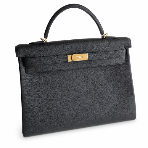 Kelly togo original royal calfskin ck89 black top craftsmanship wax thread full stitching gold buckle