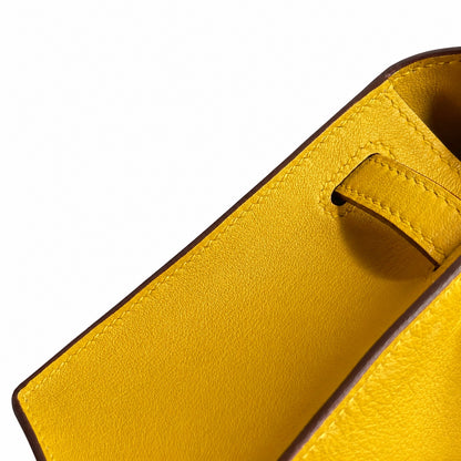 Kelly 1⃣️Kelly generation swift leather 9D amber yellow 22 cm fully handmade silver buckle electro-palladium
