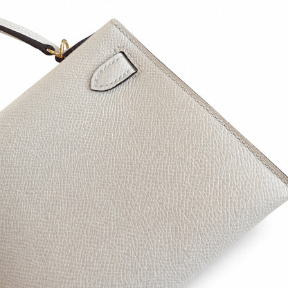 Fully hand-sewn👉Second generation Mini Kelly 19cm imported Epsom leather cream white gold buckle