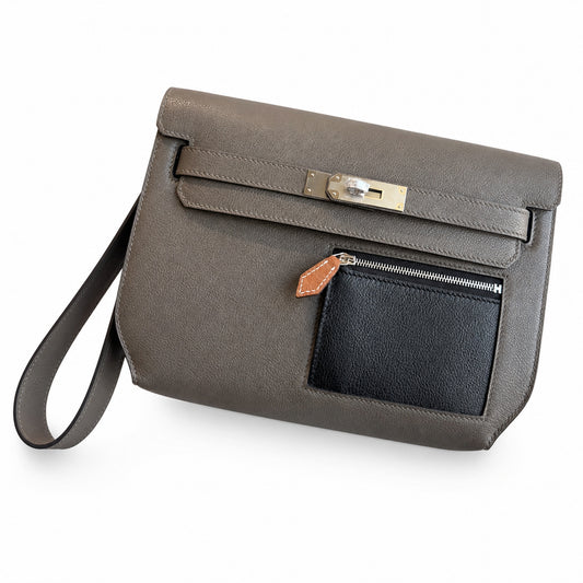 Kelly Depeches 25 clutch, Evercolor leather (with additional shoulder strap), can be worn cross-body, can be carried by hand or on the wrist, daily needs, seamless switch between business/leisure - ce