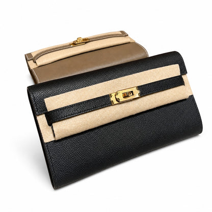 H brand. Kelly woc Epsom original palm print leather ck89 black Gris ashpite gold buckle top hand sewing ❤️