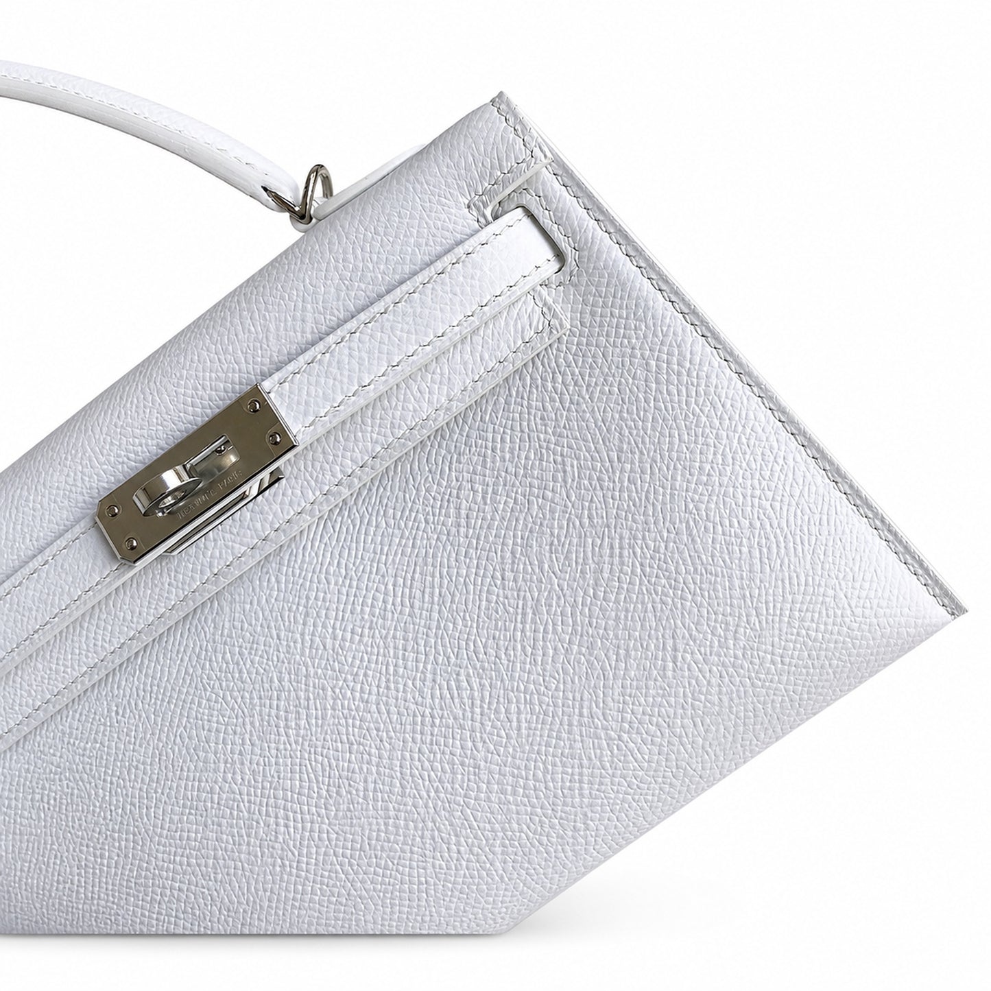 Fully hand-sewn👉Second generation Mini Kelly 19cm imported Epsom leather pure white silver buckle