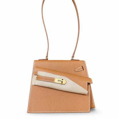 Kelly Desordre 20cm Sellier double-sided Epsom original palm print leather ck37 golden brown Gold gold buckle GHW top hand sewing