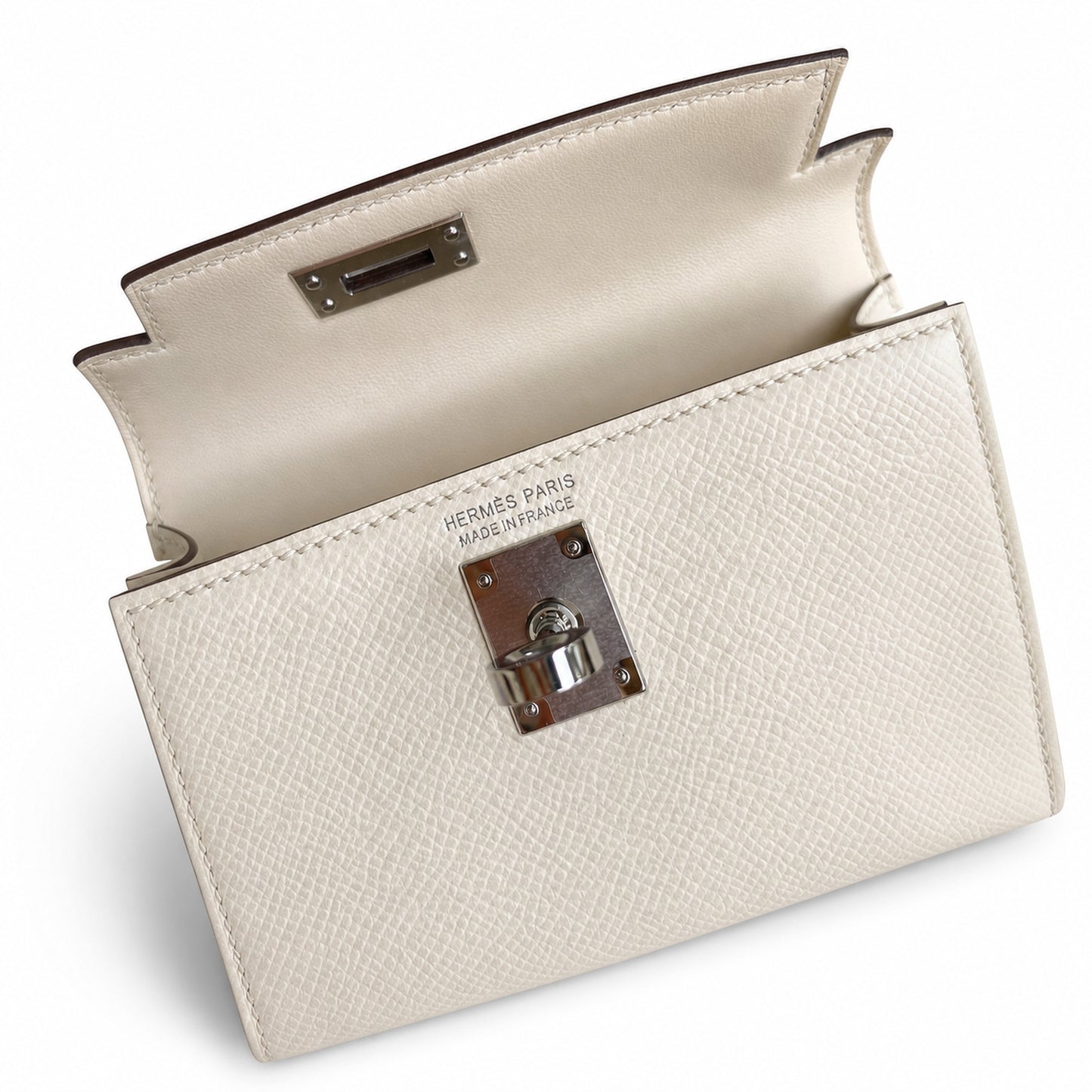 Fully hand-sewn👉Second generation Mini Kelly 19cm imported Epsom leather cream white silver buckle