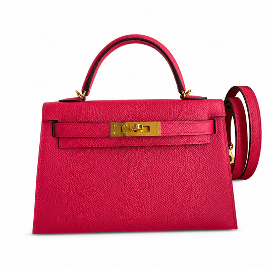 Fully hand-stitched 👉Second generation Mini Kelly 19cm imported Epsom leather ultimate pink gold buckle