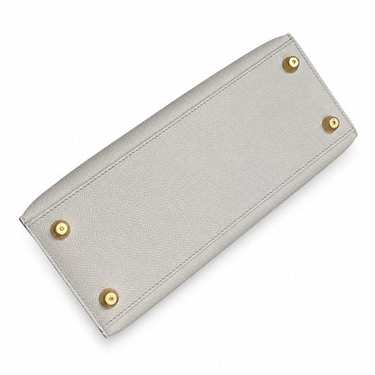 Milkshake white, gold buckle and silver buckle, Kelly 25, imported Epsom