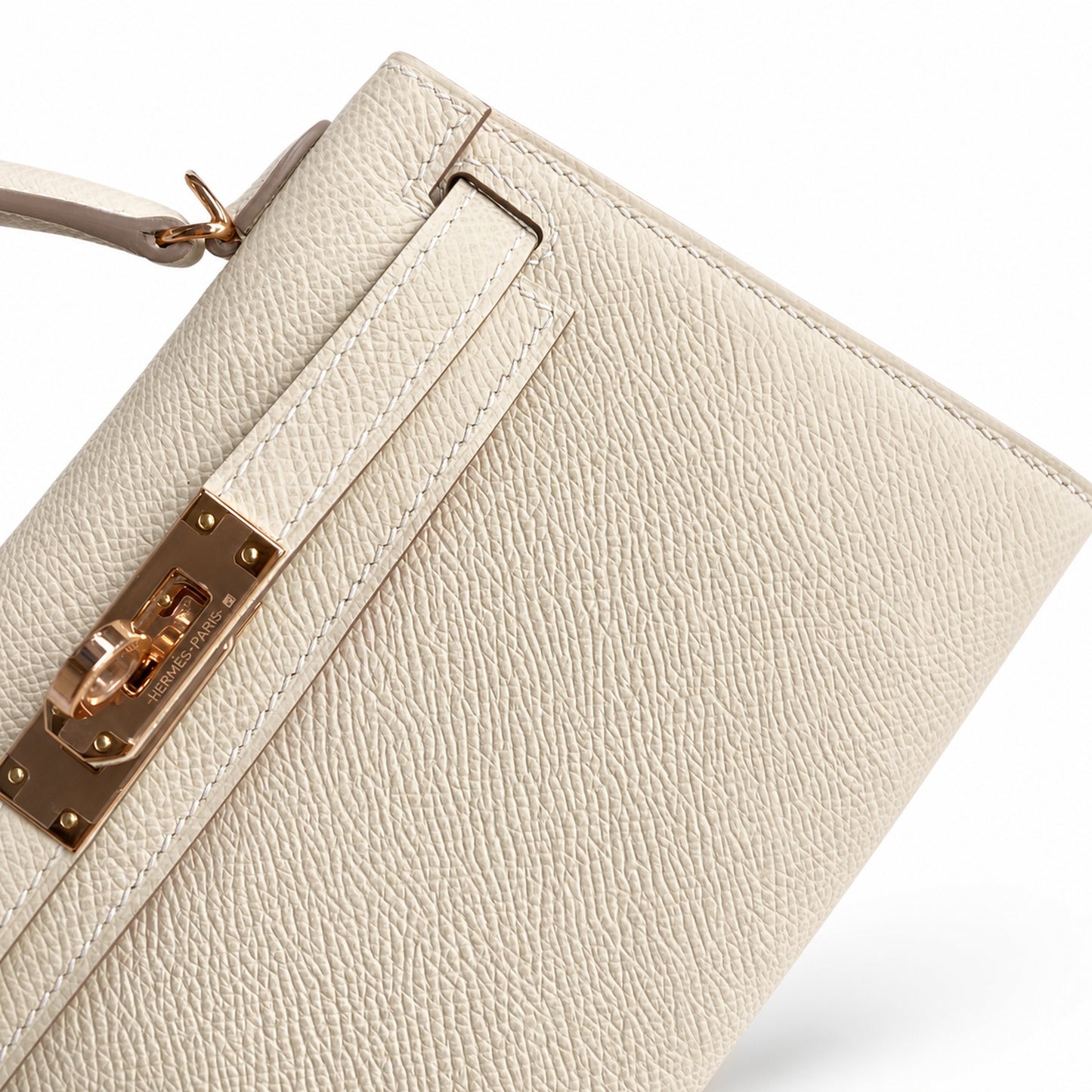 Second generation Mini Kelly 19cm Epsom leather milkshake white