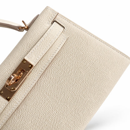 Second generation Mini Kelly 19cm Epsom leather milkshake white