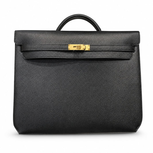Kelly depeches 36cm Epsom leather 89 Noir black top handcrafted! Counter quality!