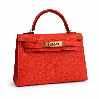 Fully hand-sewn👉Second generation Mini Kelly 19cm imported Epsom leather Texas pink gold buckle