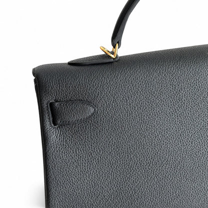 Kelly togo original royal calfskin ck89 black top craftsmanship wax thread full stitching gold buckle