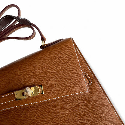 Custom order💕kelly desordre 20cm golden brown gold buckle epsom hand stitched double sided kelly