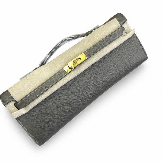 Kelly Cut 31 Clutch Epsom Leather Picture Pewter Gray