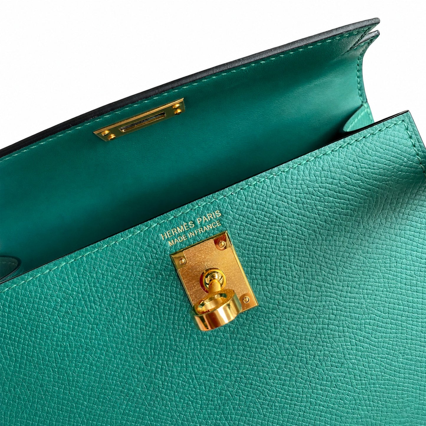 Fully hand-sewn👉Second generation Mini Kelly 19cm imported Epsom leather malachite green🦚 gold buckle