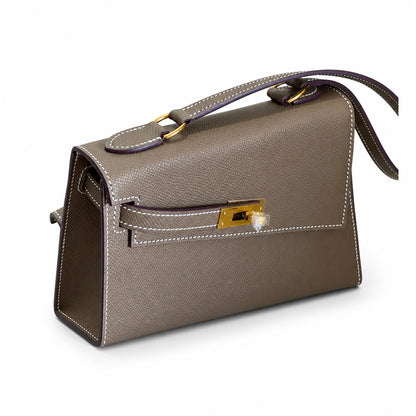 Latest new style 🆕 kelly latest style FW 2022 double-sided kelly epsom leather double-sided irregular design bold change new look more handsome and stylish 18 elephant gray gold buckle