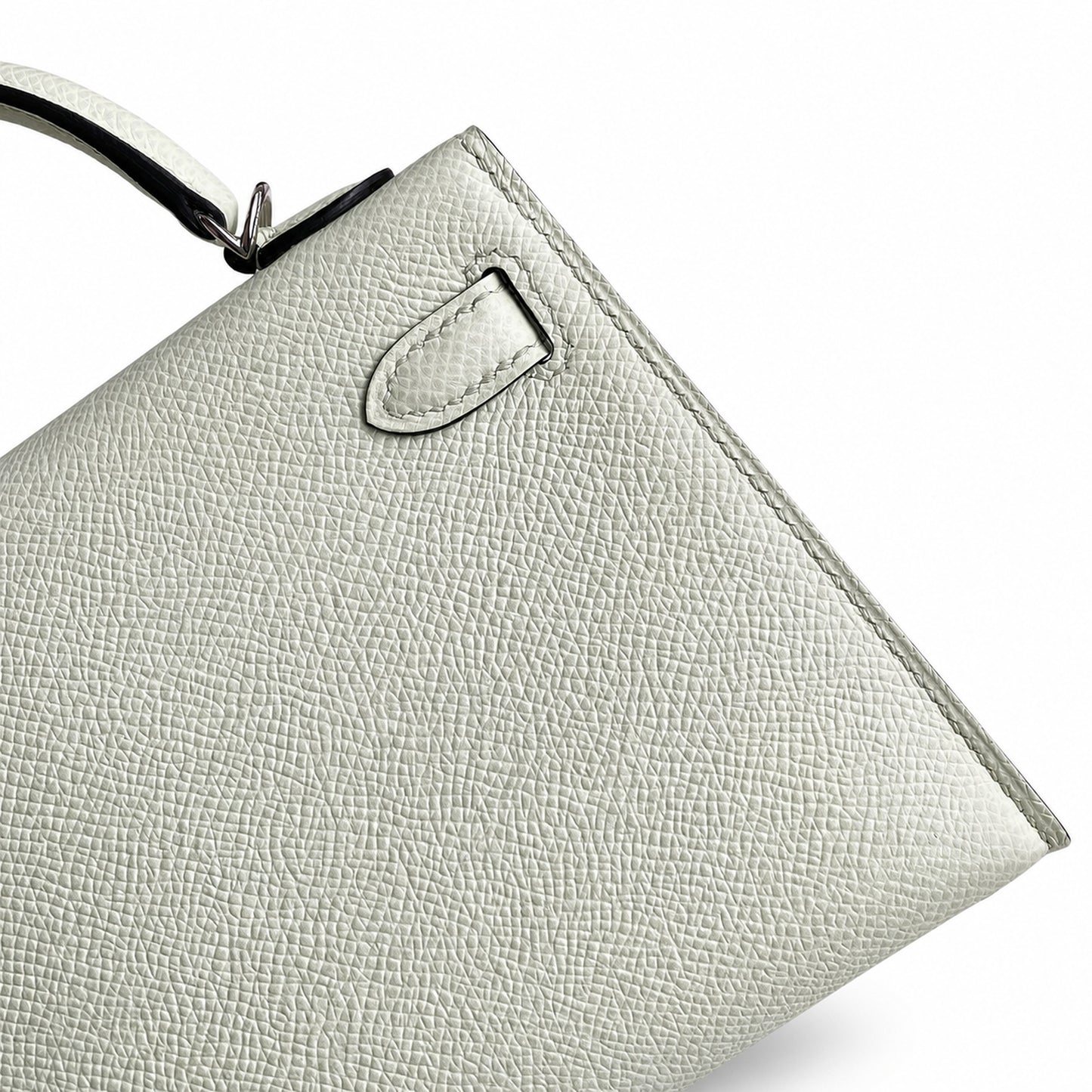 Ready stock: Fully hand-stitched 👉Second generation Mini Kelly 19cm imported Epsom leather bubble green silver buckle