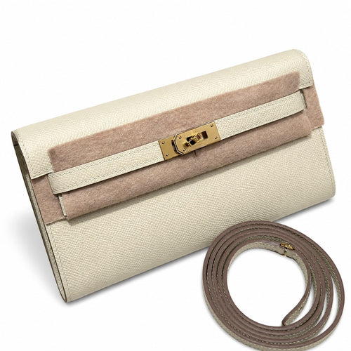 Style: Kelly to go Color: ck10/Craie Size: 19*11.5*1.5cm Leather: epsom From France Hardware: gold Kelly crossbody bag, milkshake white, cowhide, gold buckle, high-end handmade exclusive customization