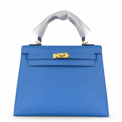 kelly Kelly 25cm, epsom leather wax thread semi-handmade, Tanzania blue