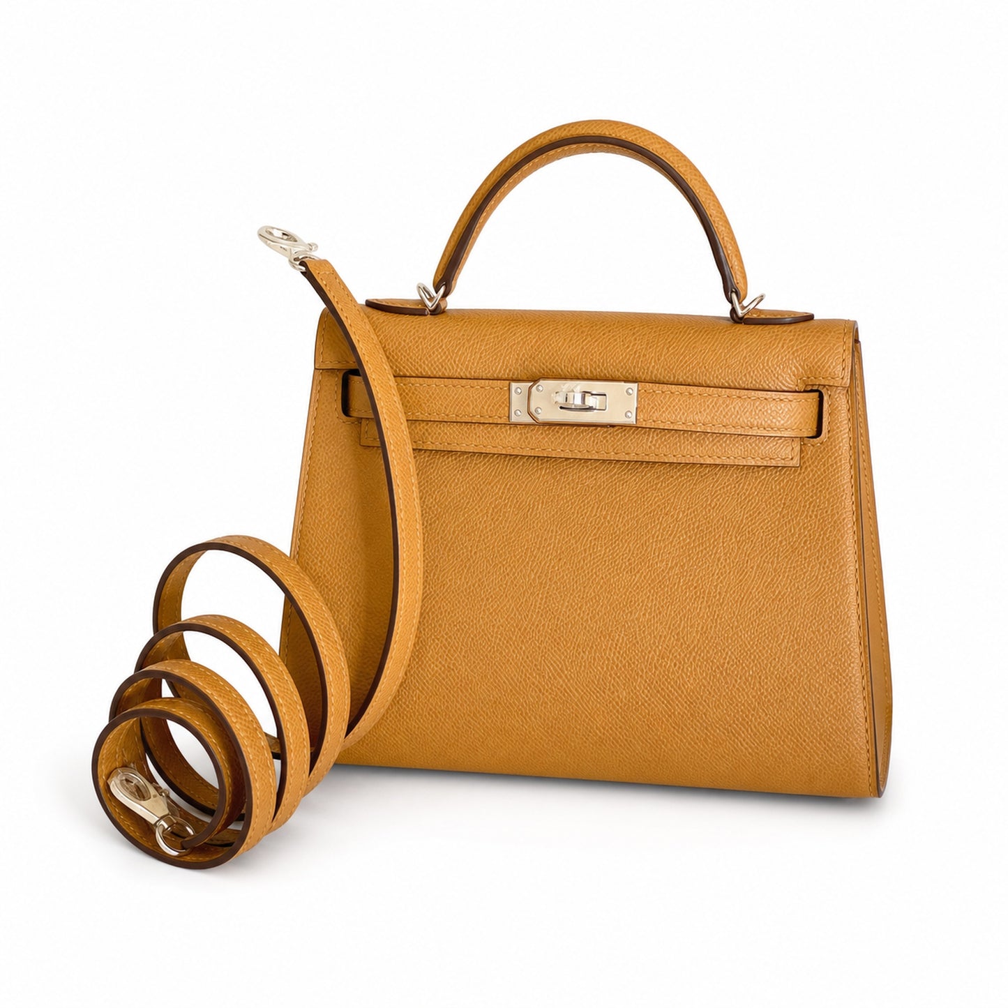 ❷Kelly mini 2nd generation collection🈴Picture 19cm Epsom palm print leather silver buckle series