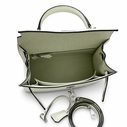 kelly25cm, 0S/Vert Fizz, Epsom, sliver, all handmade‼ ️Kelly 25cm, bubble green, palm print, silver buckle, high-end handmade exclusive customization‼ ️Purely hand-made nails, hand-engraved hardware,