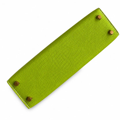 Fully hand-sewn👉Second generation Mini Kelly 19cm imported Epsom leather apple green gold buckle