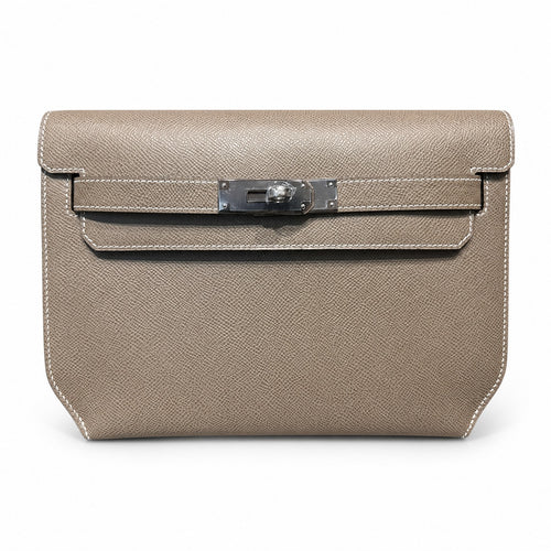 Kelly Depeches 25cm Epsom leather 18 Etoupe elephant gray top handcraft! Counter quality!