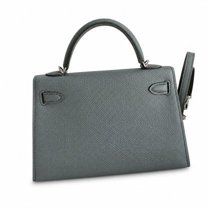 Fully hand-sewn👉Second generation Mini Kelly 19cm imported Epsom leather almond green silver buckle