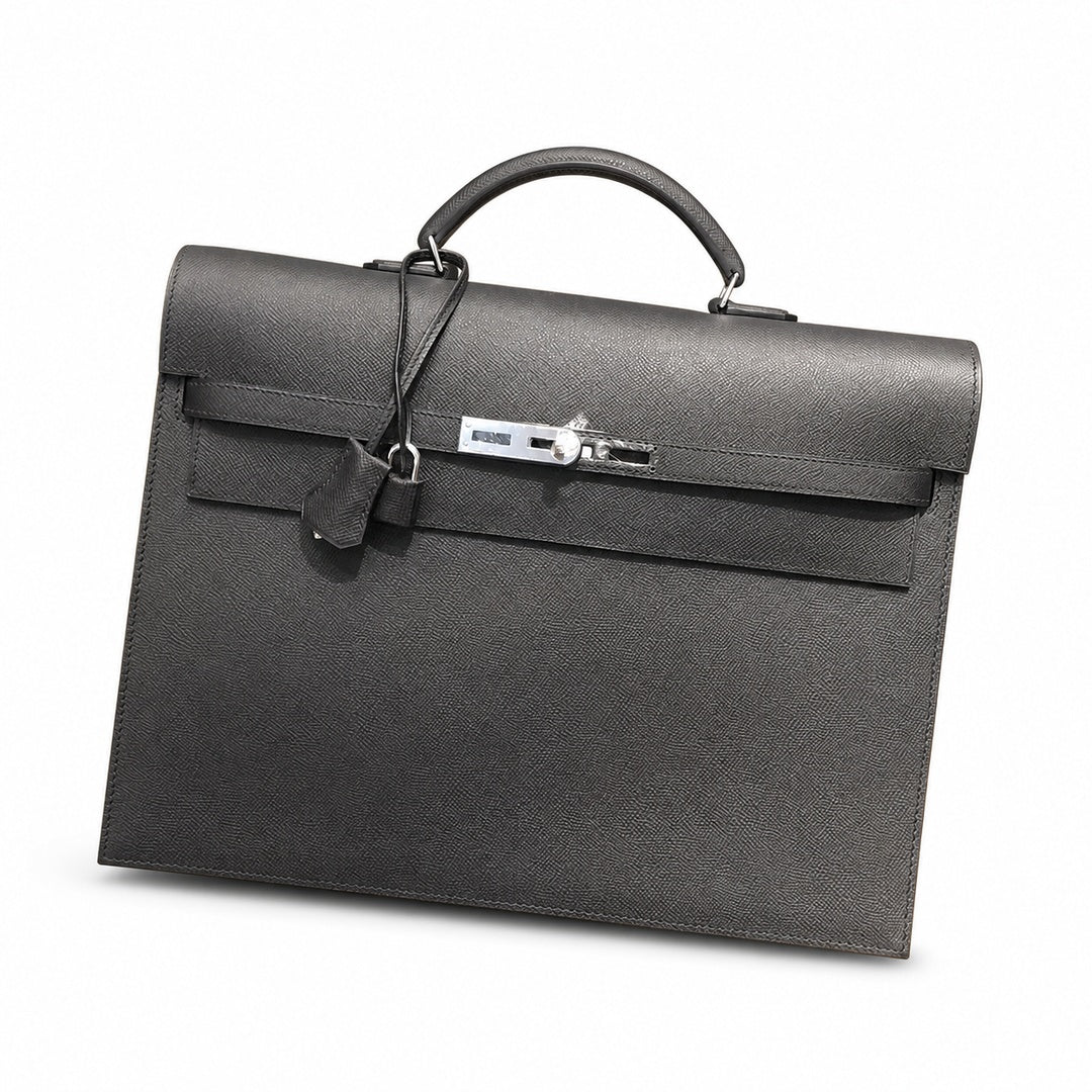 Kelly briefcase 38cm Epsom leather 89 Noir black top handcraft! Counter quality!