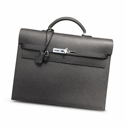Kelly briefcase 38cm Epsom leather 89 Noir black top handcraft! Counter quality!