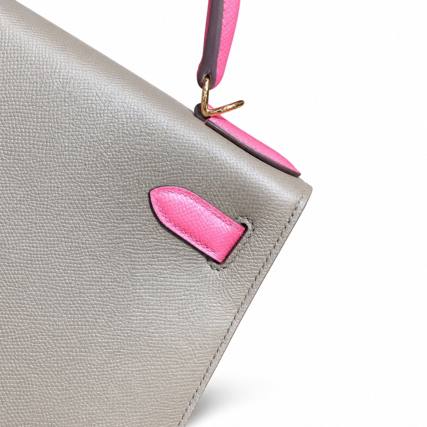 Kelly 28cm Epsom Leather 18 Etoupe Elephant Gray 8W Rose Azelee Lipstick Powder Top-notch Handmade! Counter quality!