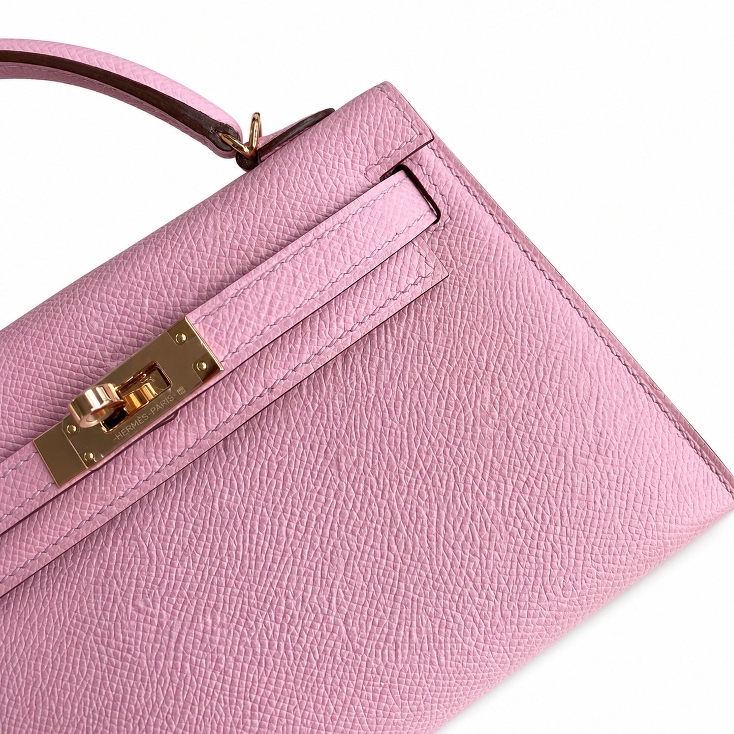 Fully hand-sewn👉Second generation Mini Kelly 19cm imported Epsom leather, malva purple, rose gold buckle