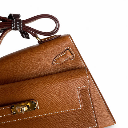 Custom order💕kelly desordre 20cm golden brown gold buckle epsom hand stitched double sided kelly