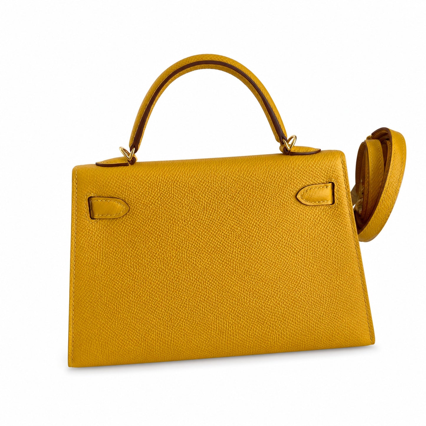 Fully hand-sewn👉Second generation Mini Kelly 19cm imported Epsom leather amber yellow gold buckle
