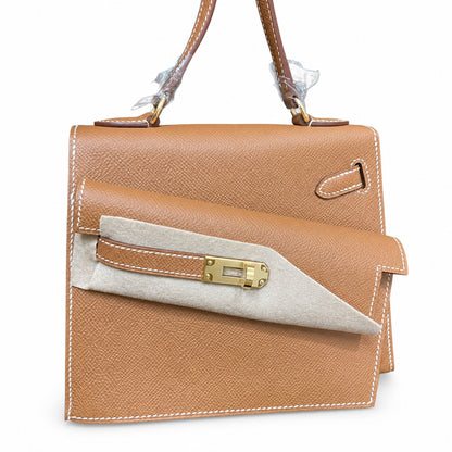 Kelly Desordre 20cm Sellier double-sided Epsom original palm print leather ck37 golden brown Gold gold buckle GHW top hand sewing