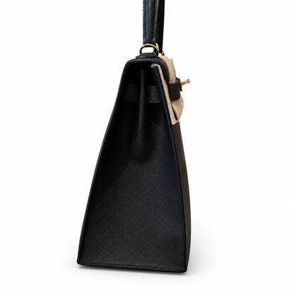kelly32cm, ck89/Black, Epsom, gold, all handmade‼ ️Kelly 32cm, black, palm print, gold buckle, high-end handmade exclusive customization‼ ️Purely hand-made nails, hand-engraved hardware, fine steel Di