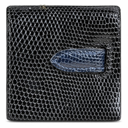 Kelly big ears, black with sapphire blue, original lizard leather, 20cm, completely handmade inside and outside, original hardware, shoulder strap❤️