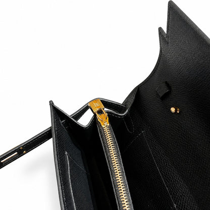 H brand. Kelly woc Epsom original palm print leather ck89 black Gris ashpite gold buckle top hand sewing ❤️