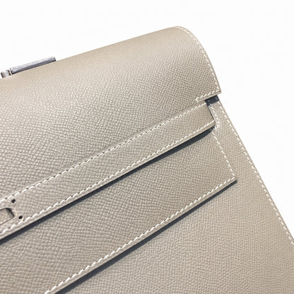 Kelly briefcase 38cm Epsom leather 18 Etoupe elephant gray top handcraft! Counter quality!