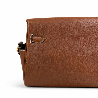 🆕 In stock Kelly Messenger messenger bag for men and women, Fubao leather gold brown gold buckle, imported leather, all-steel hand-waxed thread, the highest cost performance on the Internet. The class